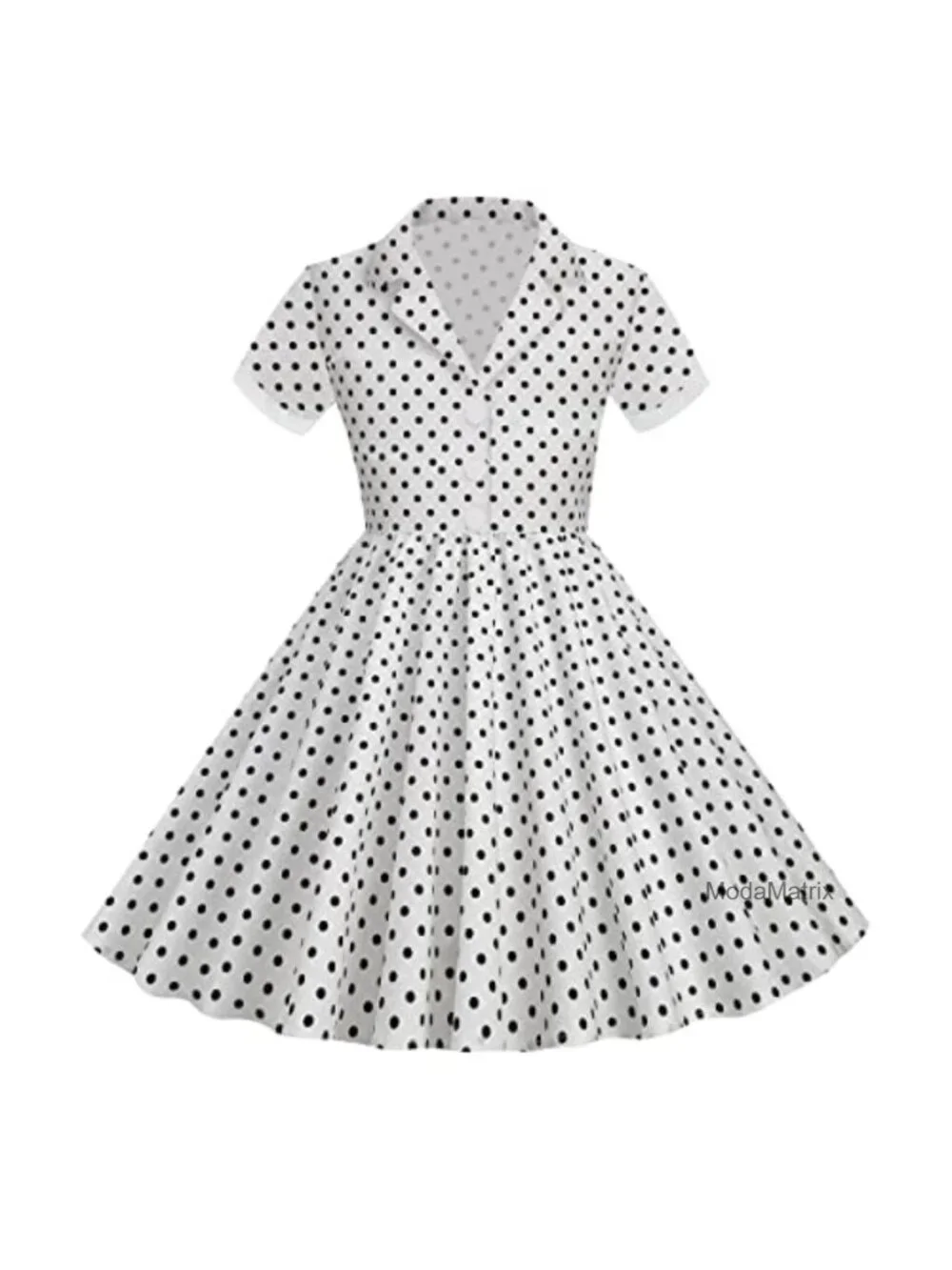 Vintage 1950s Polka Dot Swing Dress Girls Retro Rockabilly Audrey Hepburn Style